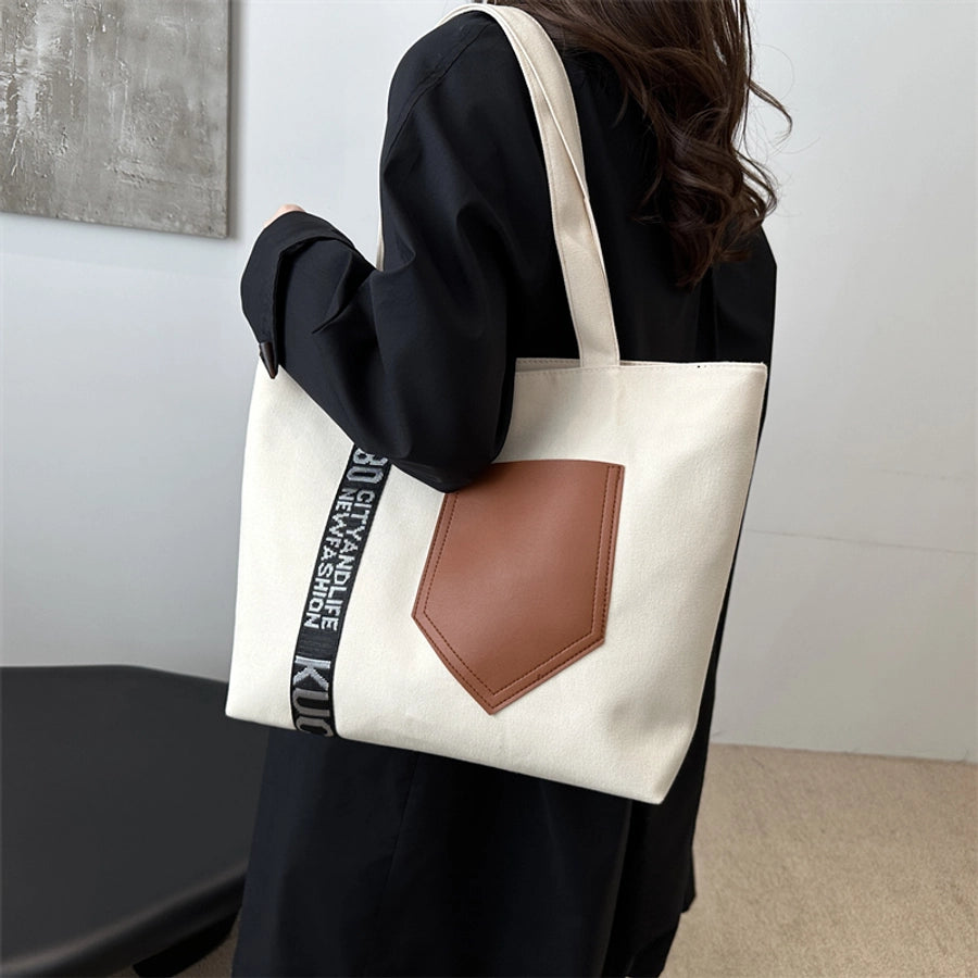 Women's Canvas Letter Streetwear Square Zipper Shoulder Bag