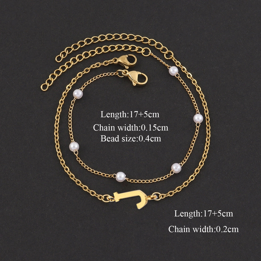 Elegant Simple Style Classic Style Letter 201 Stainless Steel 304 Stainless Steel Artificial Pearl Bracelets In Bulk