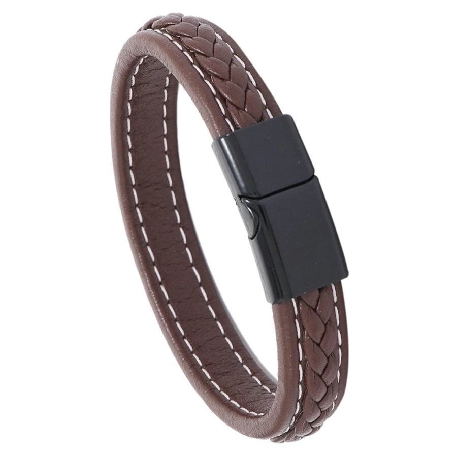 new brown casual simple braided leather bracelet