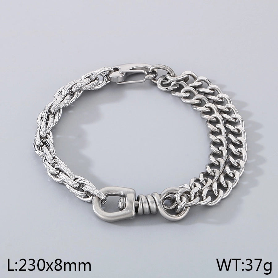 Simple Style Geometric 304 Stainless Steel Cuban Link Chain Curb Chain Bracelets In Bulk