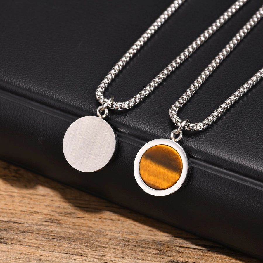 Elegant Simple Style Geometric Natural Stone 304 Stainless Steel  Pendant Necklace