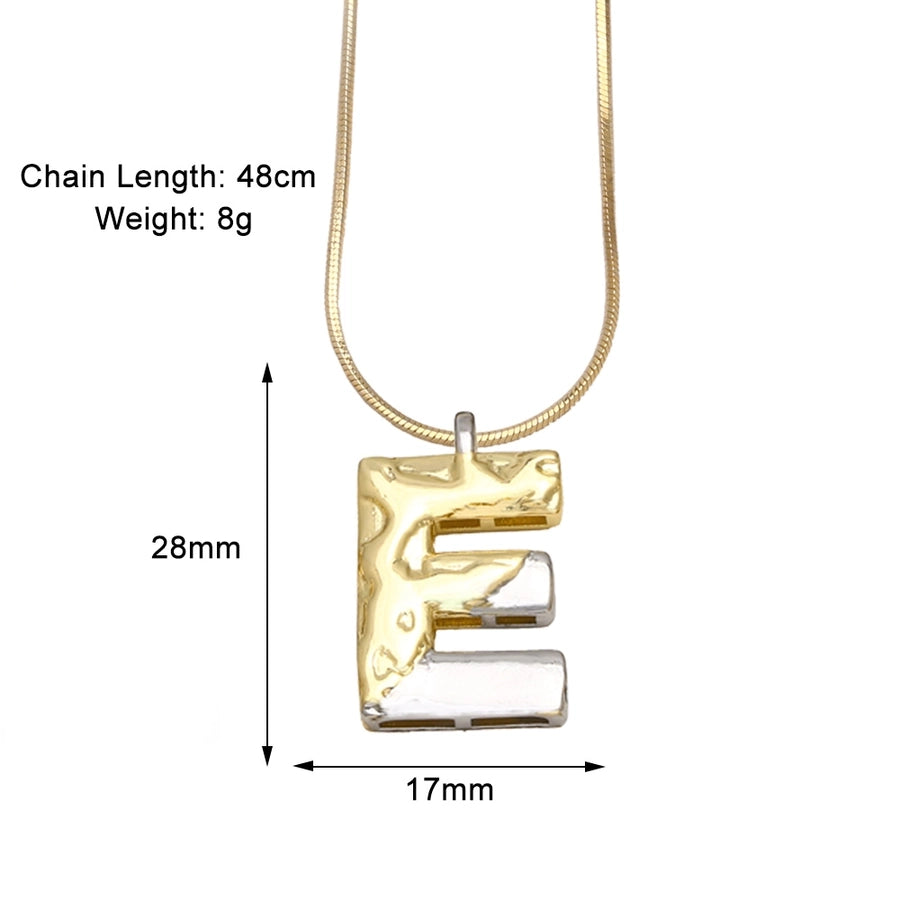 Copper 18K Gold Plated Plating Letter Pendant Necklace