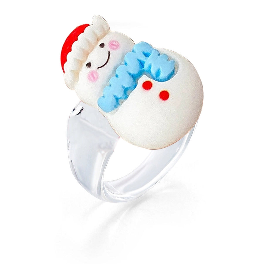 Christmas personalized cute cartoon ring Santa Claus elk snowman resin ring versatile accessories female