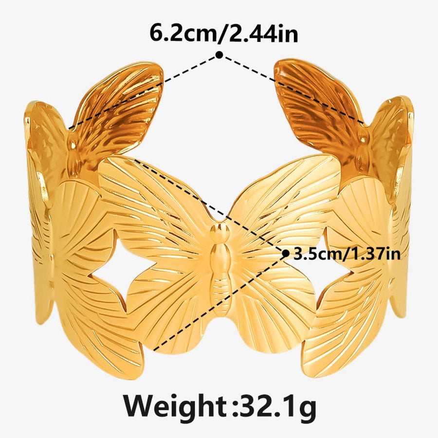 IG Style Solid Color Butterfly 304 Stainless Steel 18K Gold Plated Bangle In Bulk Stainless Steel Bracelets