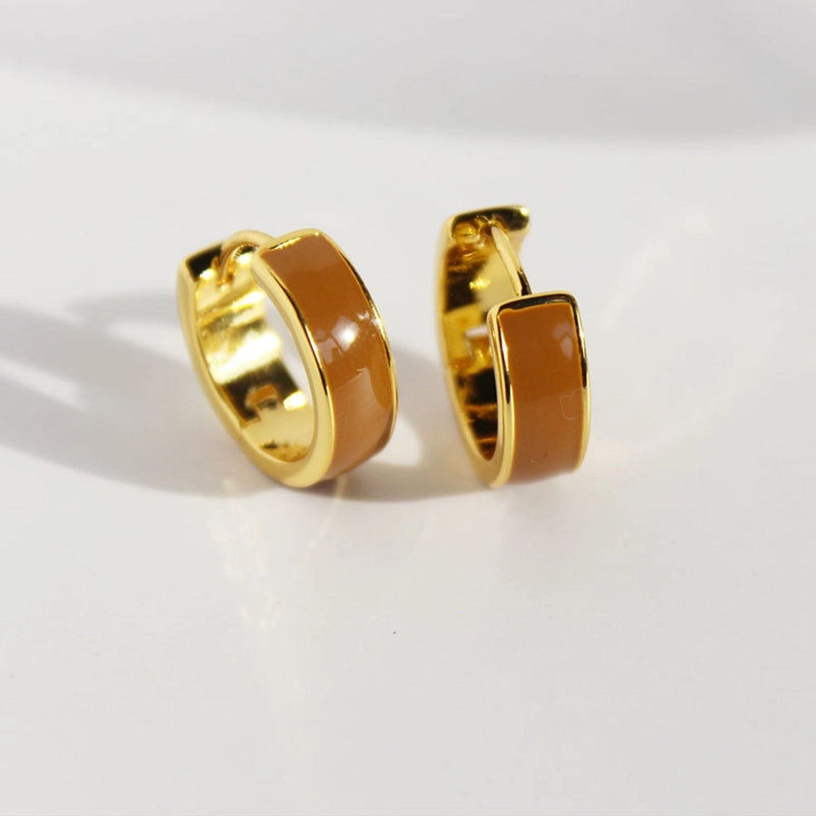 Brass 24K Gold Plated Epoxy Plating Geometric Round Hoop Earrings