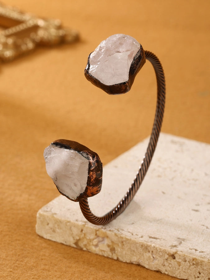 Copper Inlay Irregular Crystal Fluorite Bangle