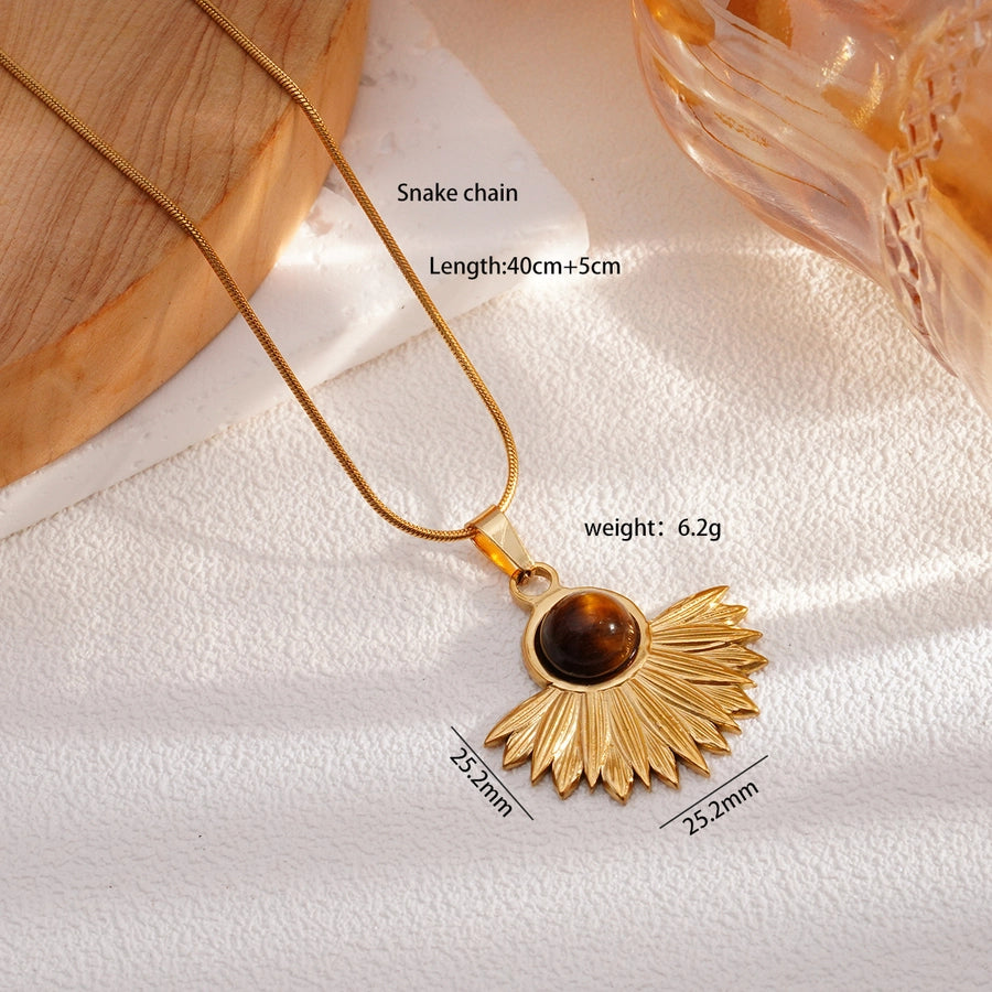 Jewelry Elegant Retro Sun 304 Stainless Steel 316 Stainless Steel  Pendant Necklace