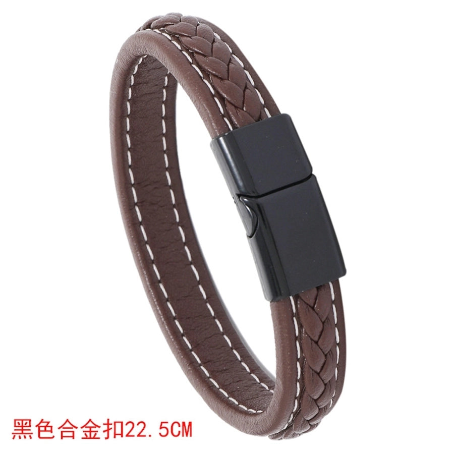 new brown casual simple braided leather bracelet