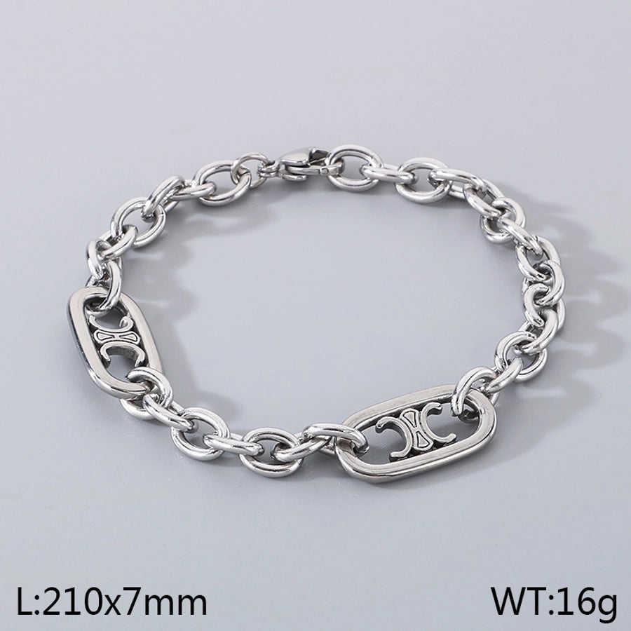 Simple Style Geometric 304 Stainless Steel 18K Gold Plated cable chain Bracelets In Bulk