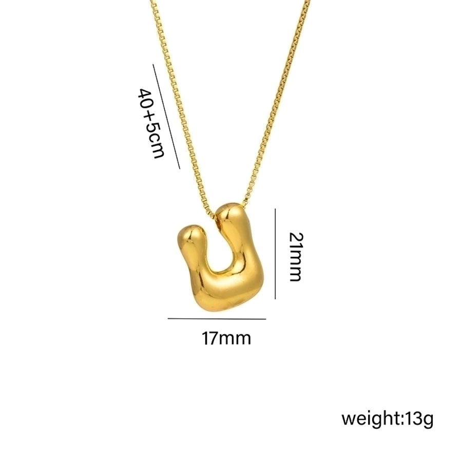 Jewelry Hip-Hop Simple Style Letter Titanium Steel 18K Gold Plated Plating Pendant Necklace