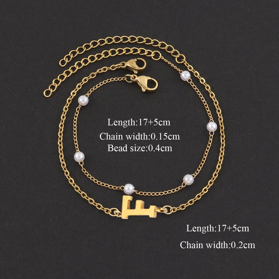 Elegant Simple Style Classic Style Letter 201 Stainless Steel 304 Stainless Steel Artificial Pearl Bracelets In Bulk