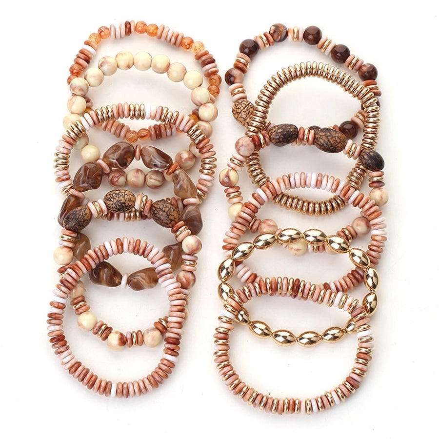 Vintage Style Round Oval CCB Arylic Wood Beaded Chain Beaded Bracelets