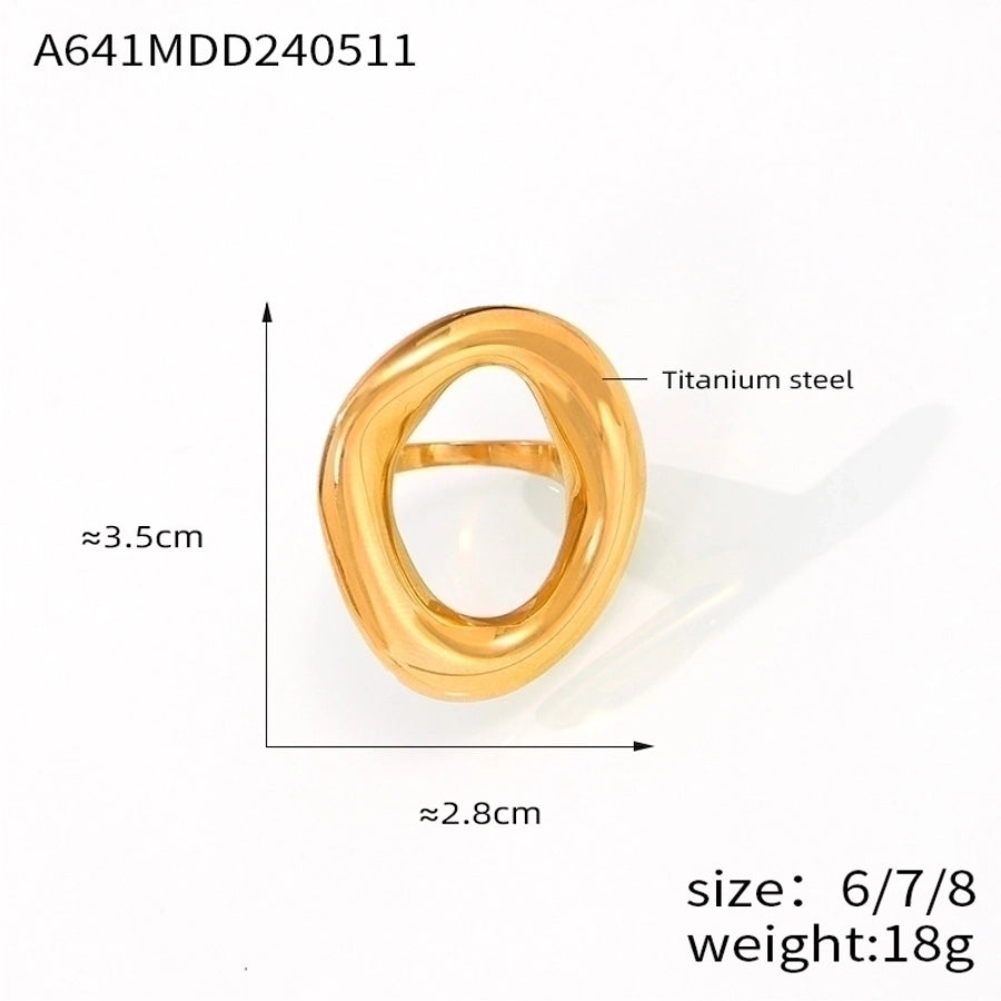 Jewelry IG Style Simple Style Korean Style Oval 304 Stainless Steel 18K Gold Plated Hollow Out Rings