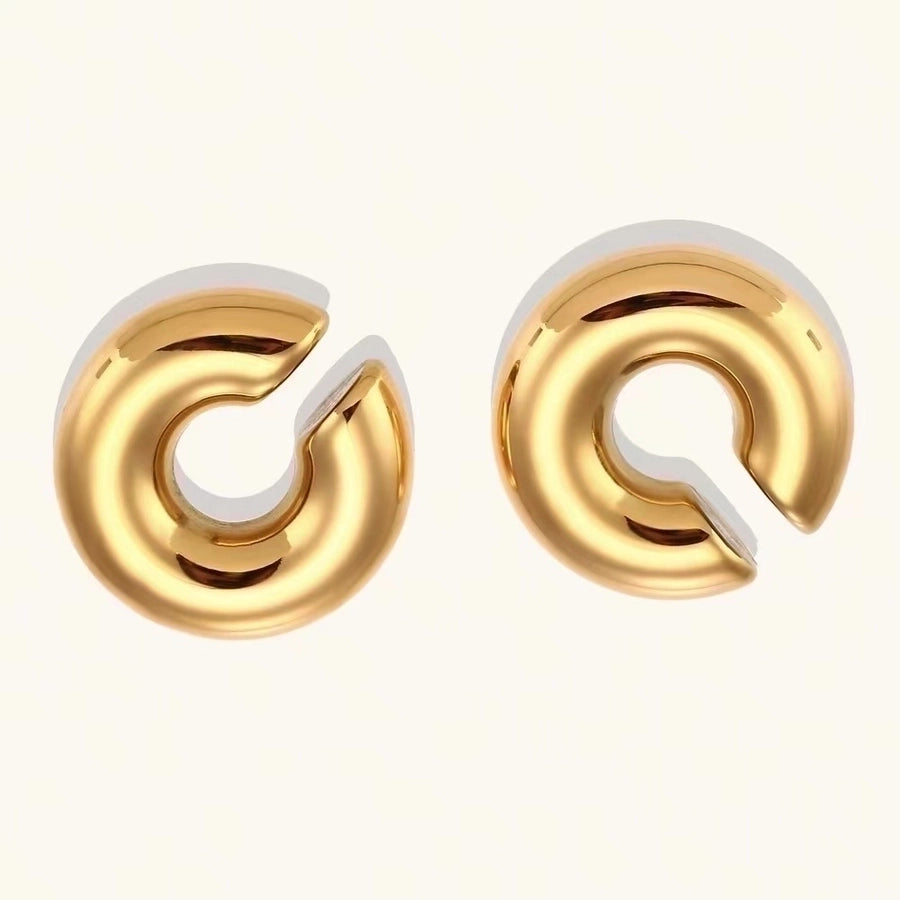 1 piece simple style solid color plating stainless steel gold plated ear cuffs