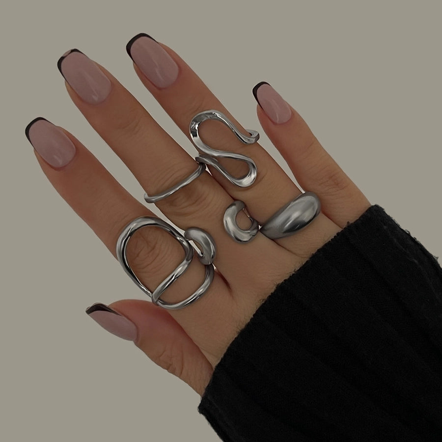 Classic Style Geometric Alloy Plating Women's Open Rings