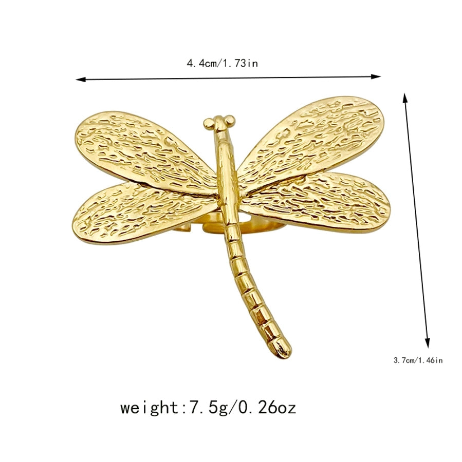 Jewelry Vacation Simple Style Dragonfly 304 Stainless Steel 14K Gold Plated Open Rings