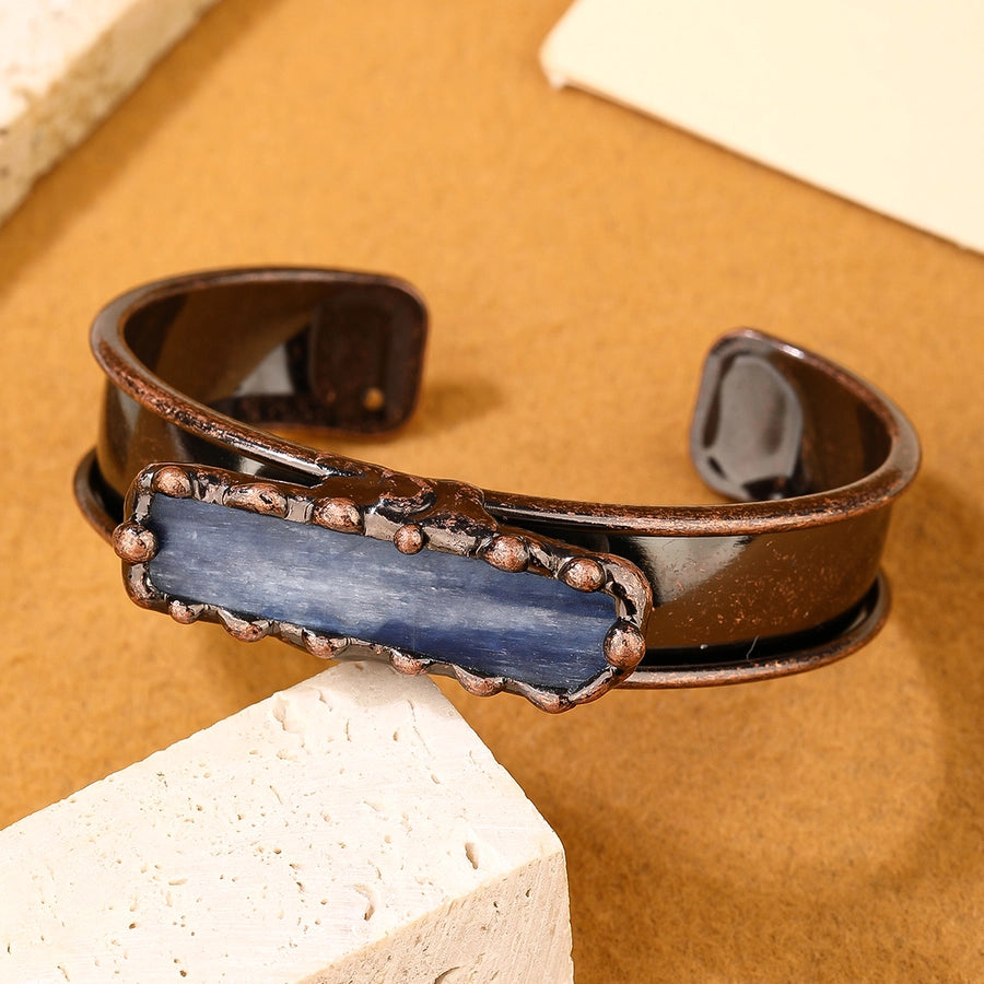 Retro Baroque Style Geometric Natural Stone natural stone Blue crystal  Bangle