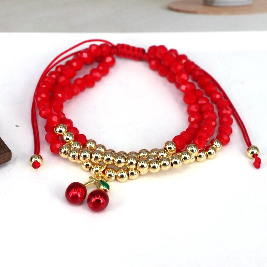 Jewelry Elegant Cute Sweet Star Cherry Heart Shape Artificial Crystal Copper Bracelets