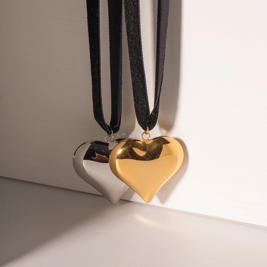 Jewelry Classic Style Heart Shape Stainless Steel Cloth 18K Gold Plated Plating Pendant Necklace