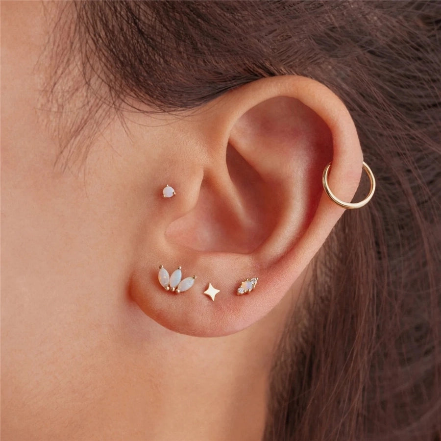 S925 sterling silver  Aobao puncture cartilage ear nail ear bone nail flat bottom screw buckle