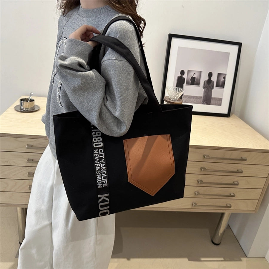 Women's Canvas Letter Streetwear Square Zipper Shoulder Bag