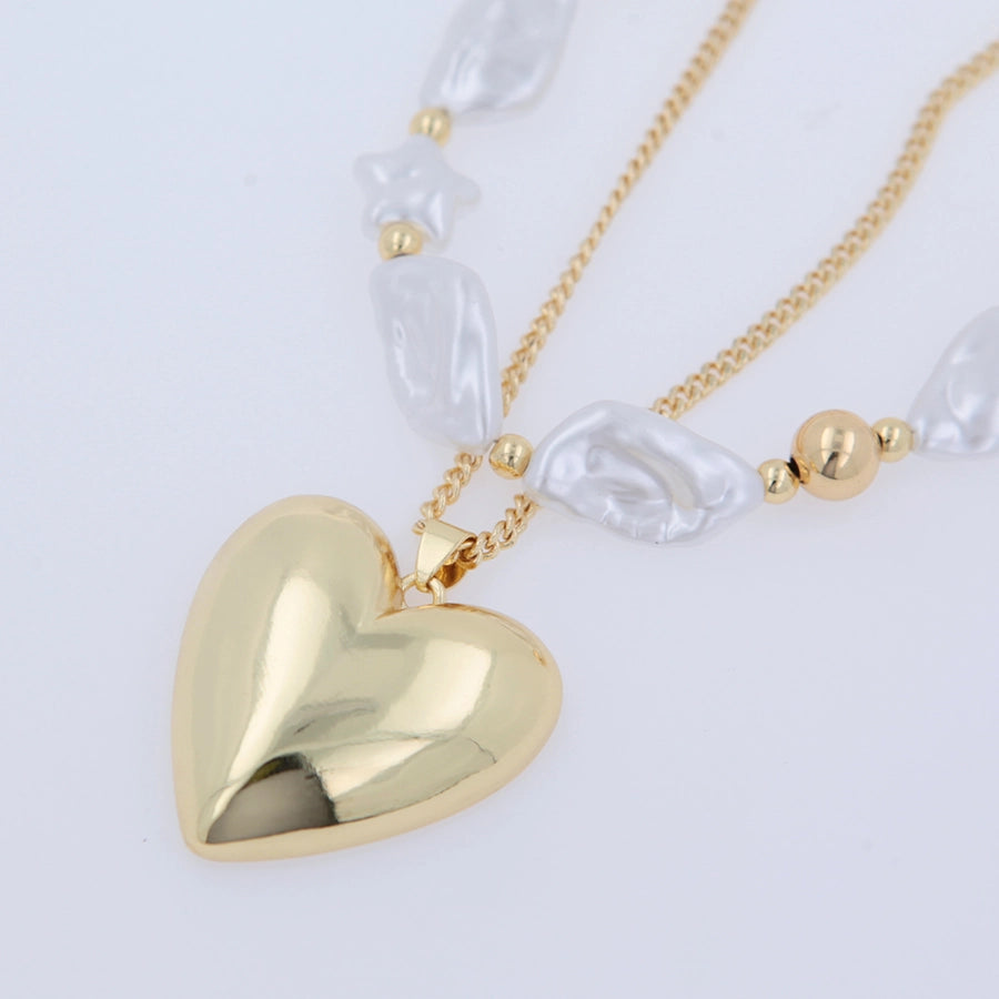 Wedding Baroque Style Classic Style Heart Shape 18K Gold Plated Arylic Copper  Pendant Necklace