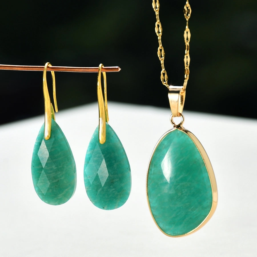 Jewelry Simple Style Water Droplets natural stone Copper Jewelry Set