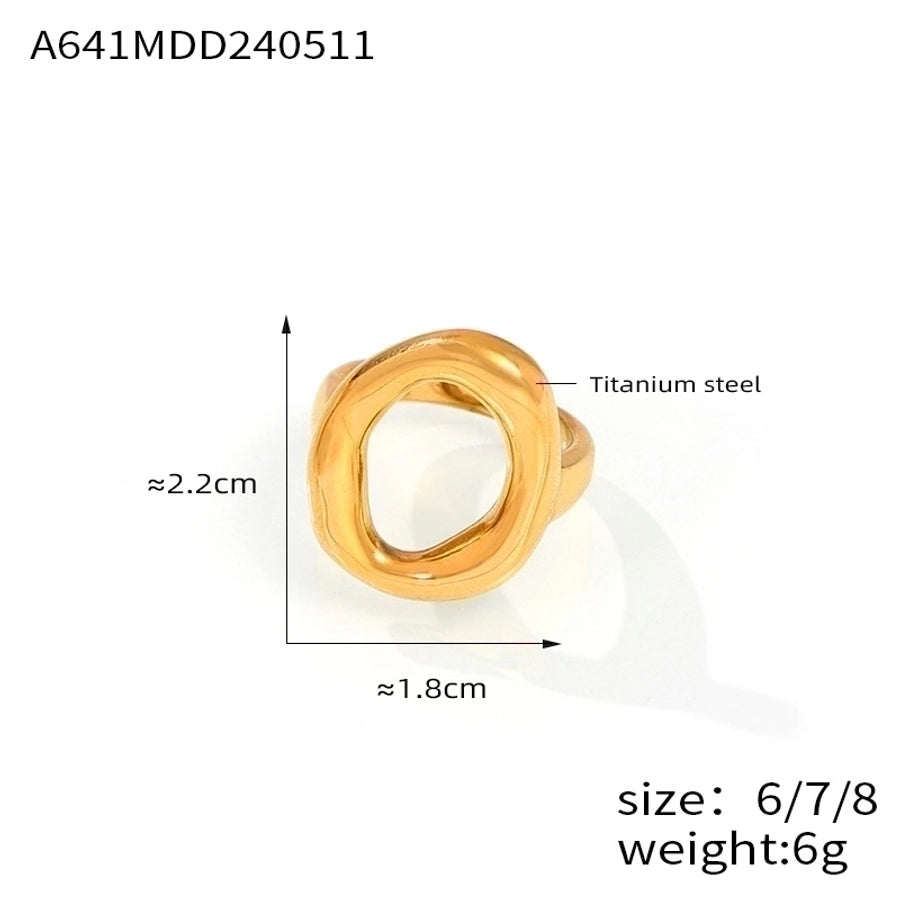 Jewelry IG Style Simple Style Korean Style Oval 304 Stainless Steel 18K Gold Plated Hollow Out Rings