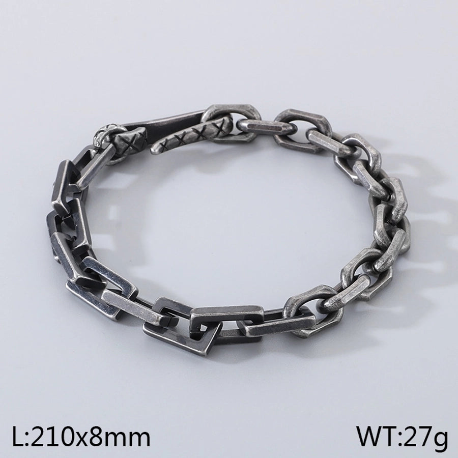 Simple Style Solid Color 304 Stainless Steel cable chain Bracelets In Bulk