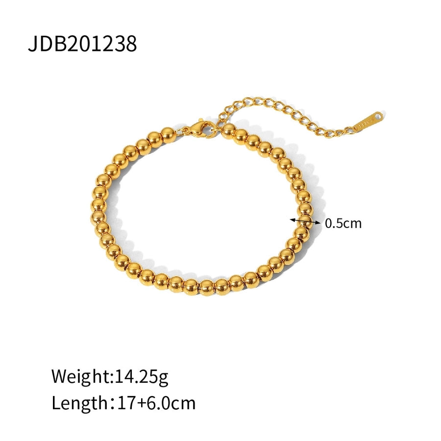 Streetwear Geometric 304 Stainless Steel 18K Gold Plated ball chain Bracelets In Bulk