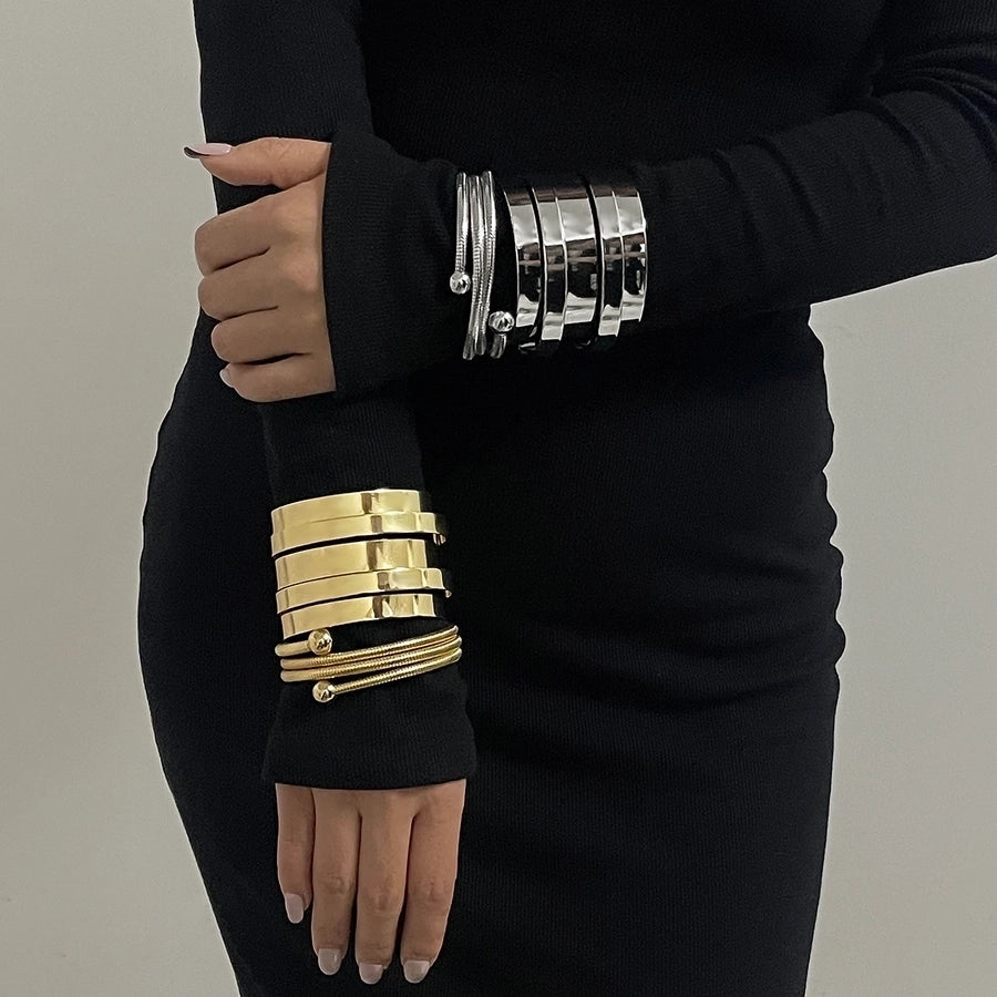 Retro Commute Geometric Alloy Bangles