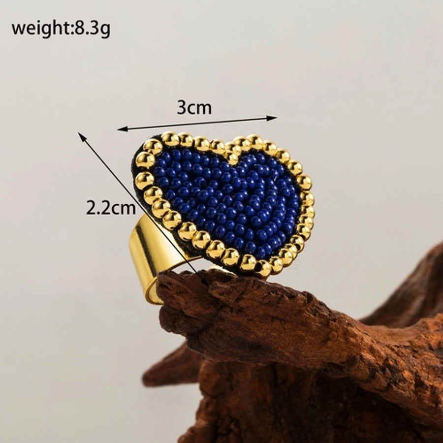 ig style simple style heart shape glass copper plating 18k gold plated women's rings