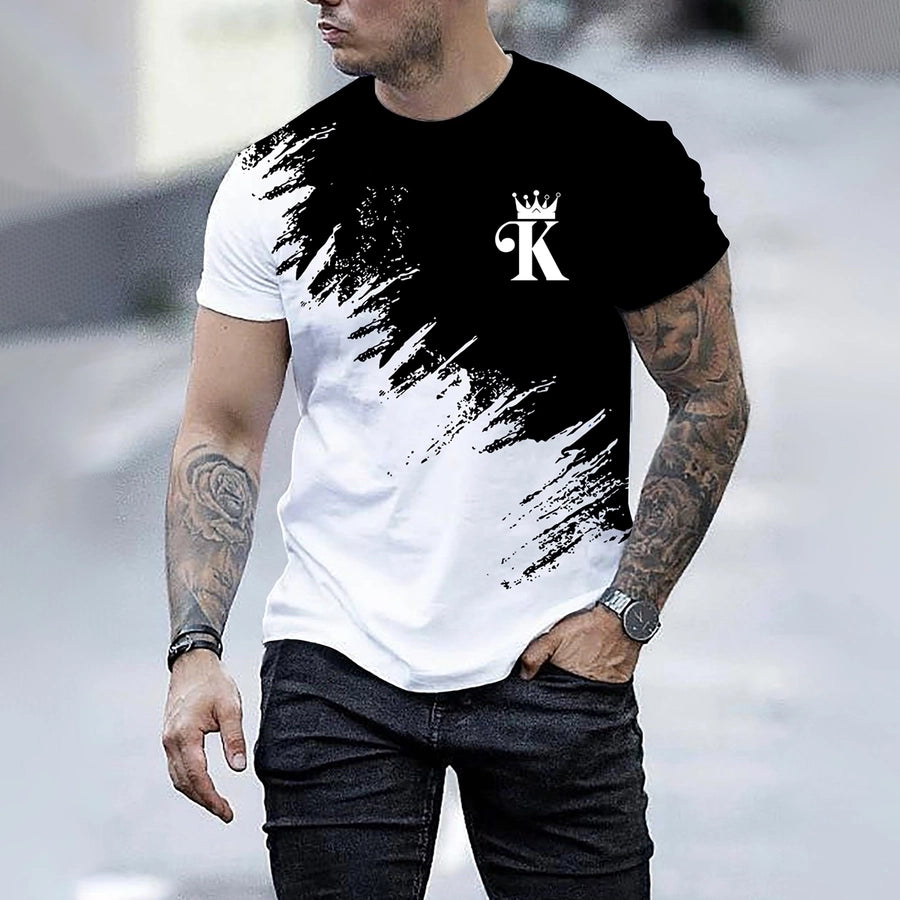 Men's Letter Basic Classic Style Round Neck Short Sleeve Regular Fit Men's T-shirt