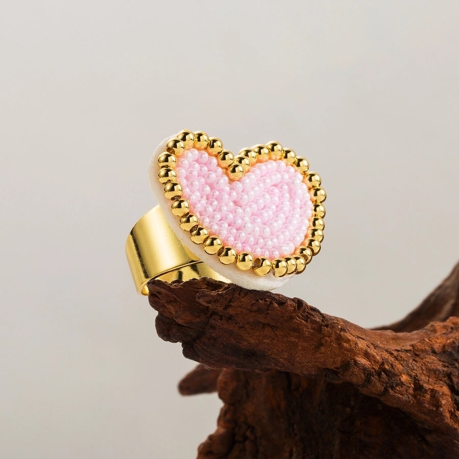 ig style simple style heart shape glass copper plating 18k gold plated women's rings