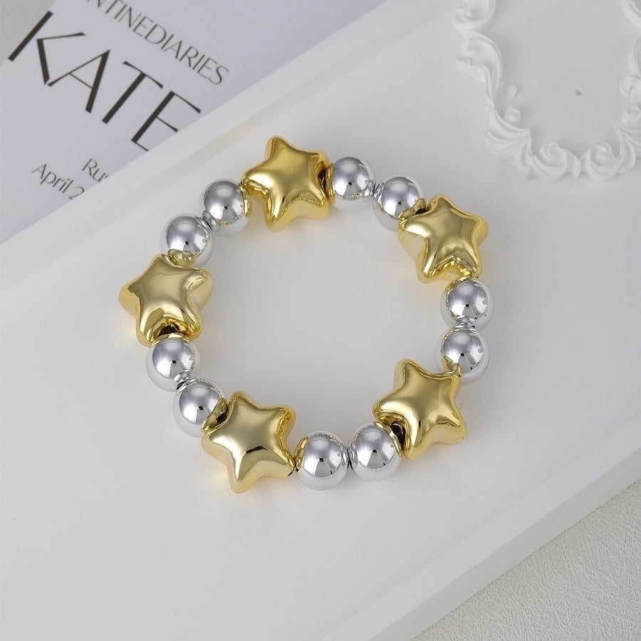 Simple Style Commute Pentagram Round Heart Shape 18K Gold Plated CCB  Beaded Bracelets