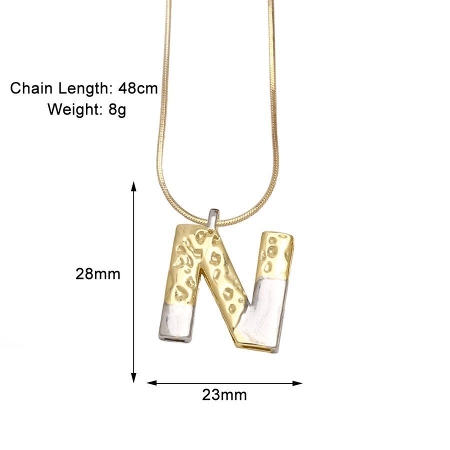 Copper 18K Gold Plated Plating Letter Pendant Necklace