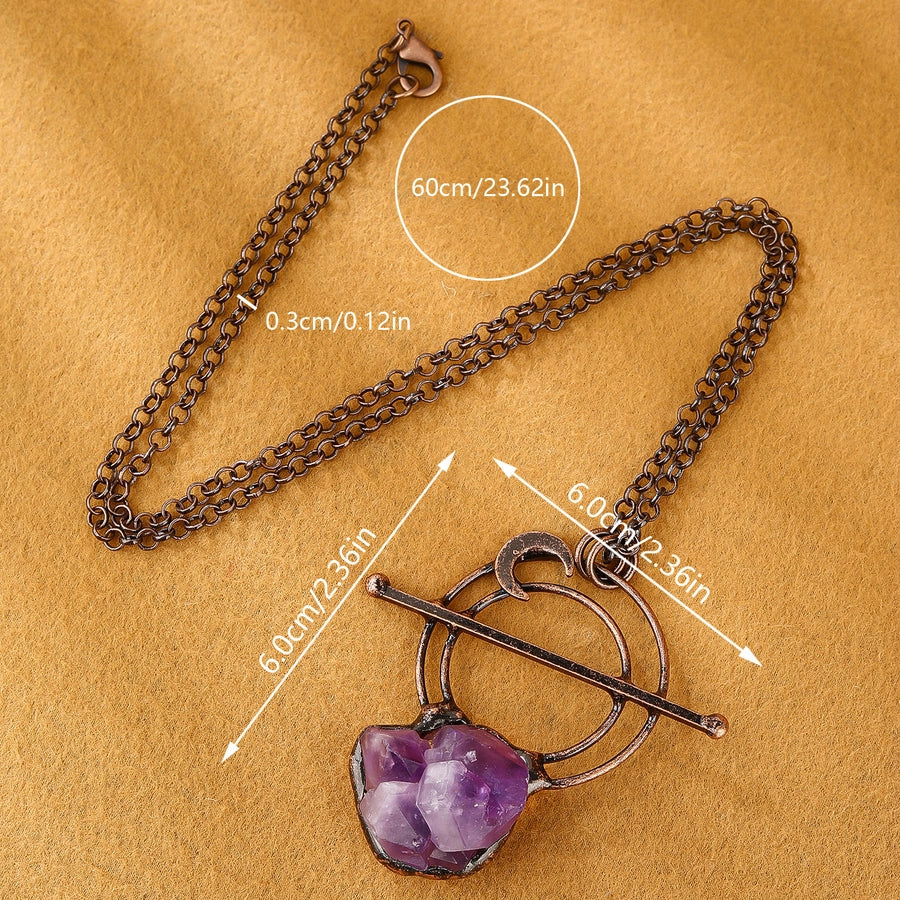 Agate Copper Irregular Crystal Pendant Necklace