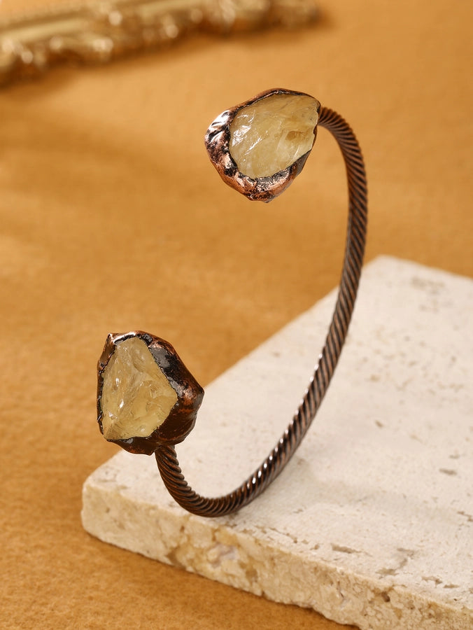 Copper Inlay Irregular Crystal Fluorite Bangle