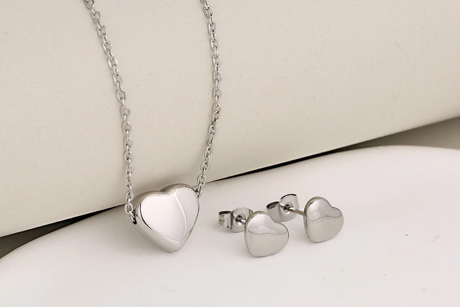 Jewelry Cute Sweet Round Letter Heart Shape 304 Stainless Steel Jewelry Set