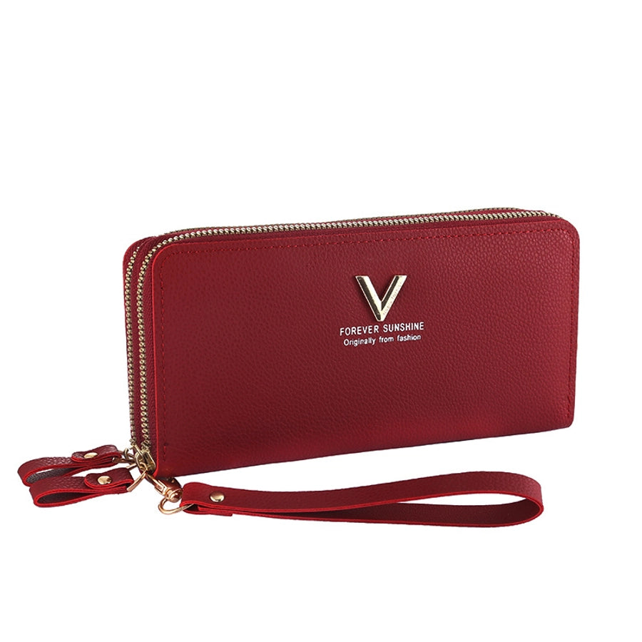 women's letter pu leather zipper wallets