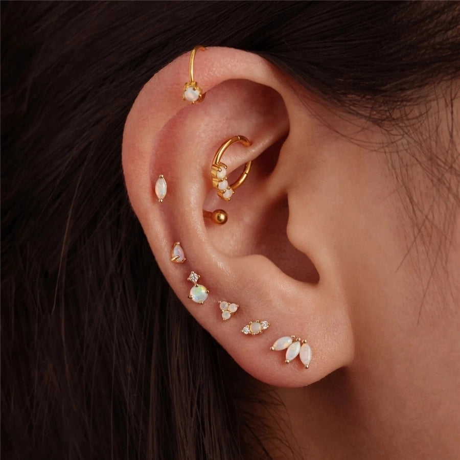 S925 sterling silver  Aobao puncture cartilage ear nail ear bone nail flat bottom screw buckle