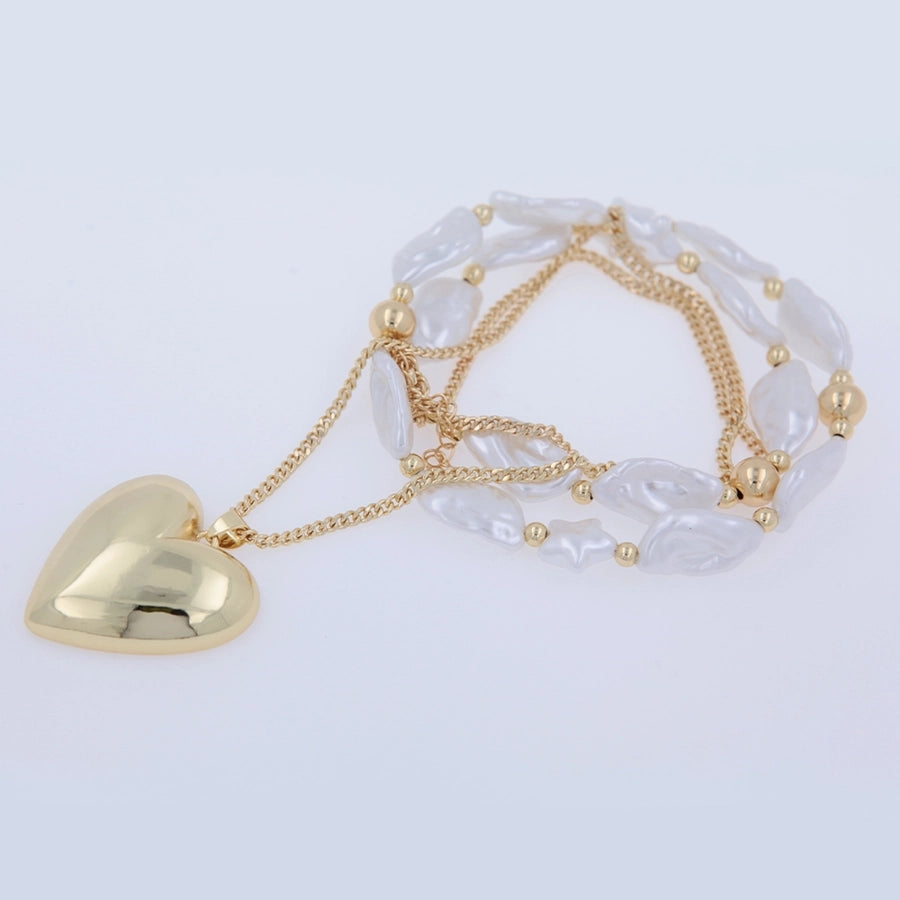 Wedding Baroque Style Classic Style Heart Shape 18K Gold Plated Arylic Copper  Pendant Necklace