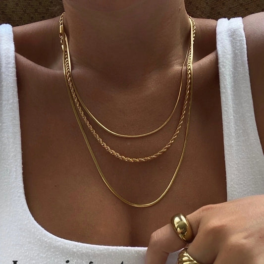 Jewelry Hip-Hop Vintage Style Geometric Solid Color 201 Stainless Steel 304 Stainless Steel Gold Plated Plating Layered Necklaces