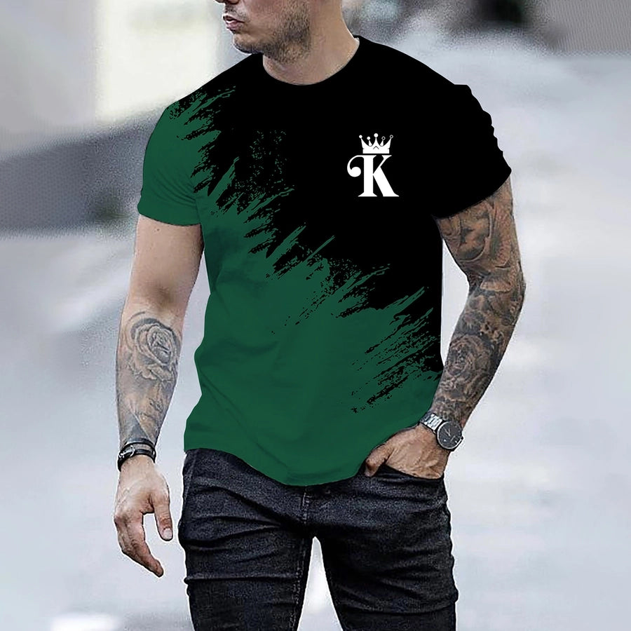 Men's Letter Basic Classic Style Round Neck Short Sleeve Regular Fit Men's T-shirt