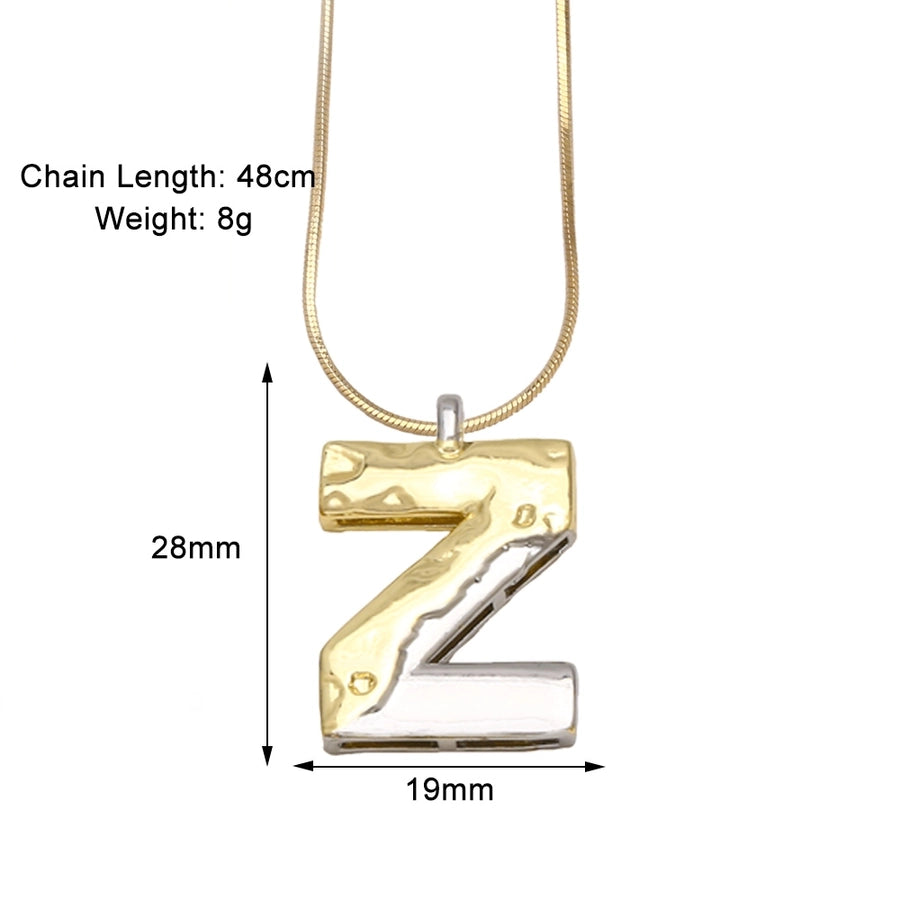 Copper 18K Gold Plated Plating Letter Pendant Necklace