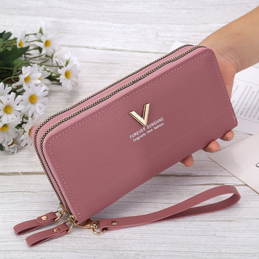 women's letter pu leather zipper wallets