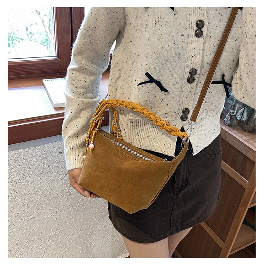 Women's Medium Pu Leather Solid Color Streetwear Square Zipper Shoulder Bag Crossbody Bag