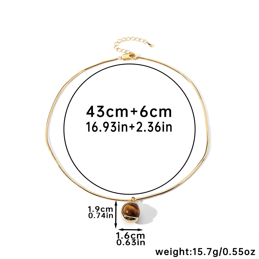 natural stone Copper 18K Gold Plated Palladium White K Plating Ball Pendant Necklace